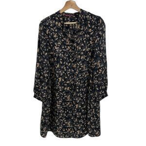 Comtoir des Cotonniers A Line Dress Small Black Floral Cottagecore  Long Sleeve